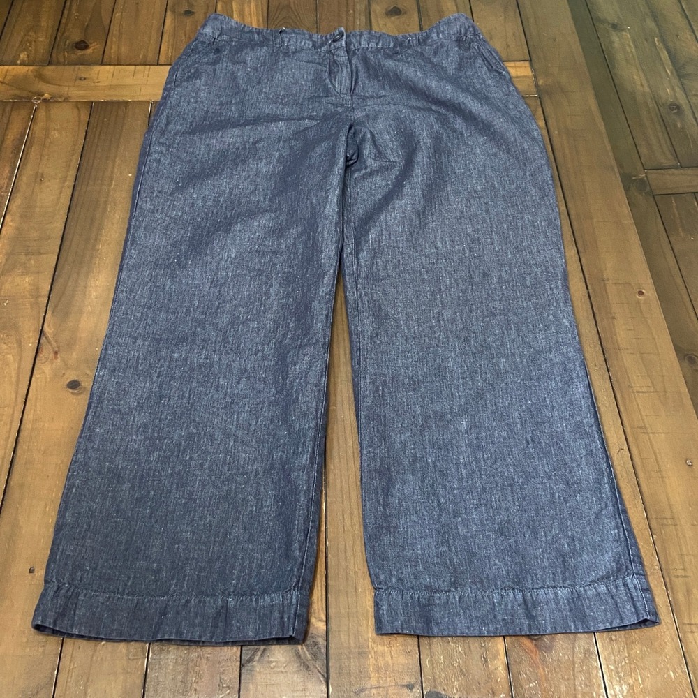 Pendleton Womens 18 Blue Linen Blend Wide Leg Pants Chambray Casual